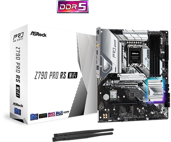 Z790 ATX Motherboard: 1700 Socket For Intel 13th/12th Gen. Processors<BR>4x DDR5, 8x SATA 6Gb/s, PCIe 5.0, 4x M.2 Gen4, USB 3.2, 2.5GbE LAN, Realtek ALC897 7.1 Audio, Wi-Fi 6E + Bluetooth, HDMI/DP/eDP  